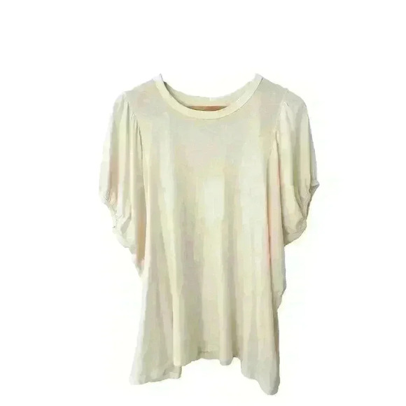 The Great Womens Size 2 Medium Puff Sleeve Distressed Ivory Shirt Minimalist NWT - Picture 1 of 10